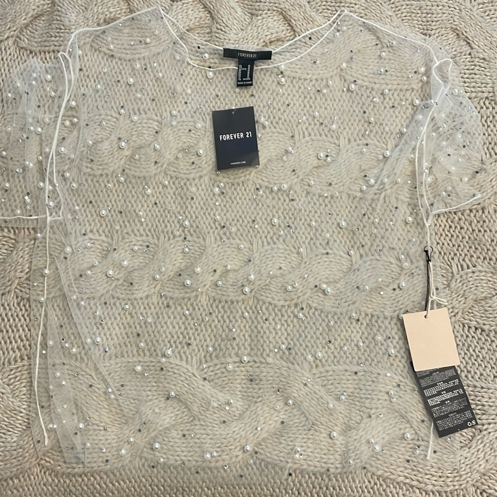 Forever 21 short sleeve sheer cover top